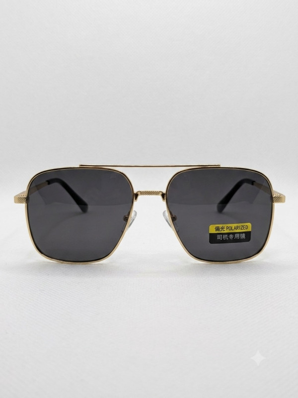 Men's Polarized Square Aviator Sunglasses - Gold Frame