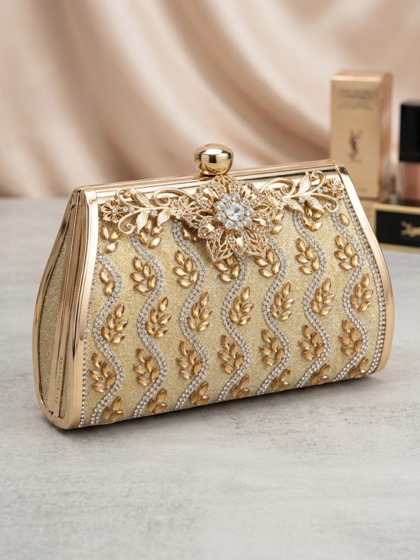 Gold and Silver Leaf Evening Clutch